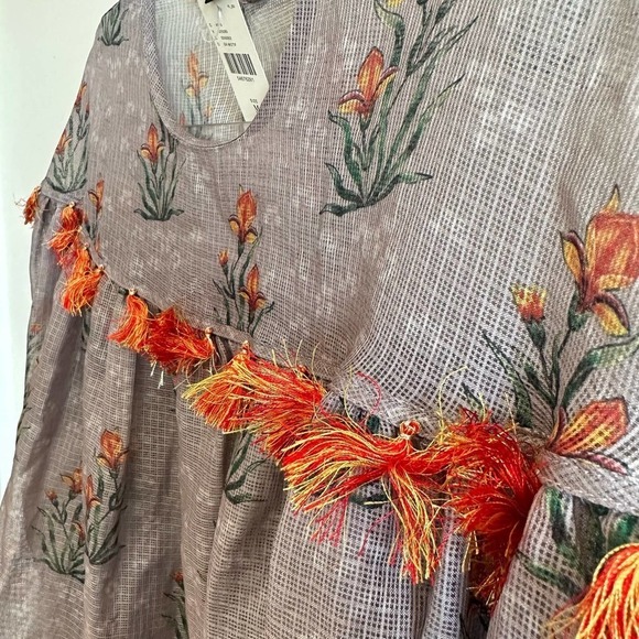 NWT Anthropologie Sachin & Babi Acacia Tasseled Blouse Top Brown Size Medium - Picture 9 of 14